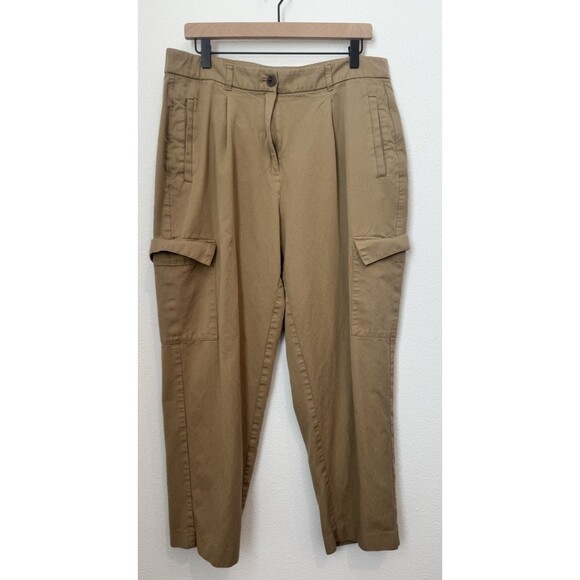 Old Navy Women's Tan Extra High Rise Taylor Straight Trouser Pants Cargo Pockets - Picture 1 of 12